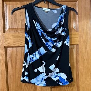 Calvin Klein Black and Blue Abstract Blouse